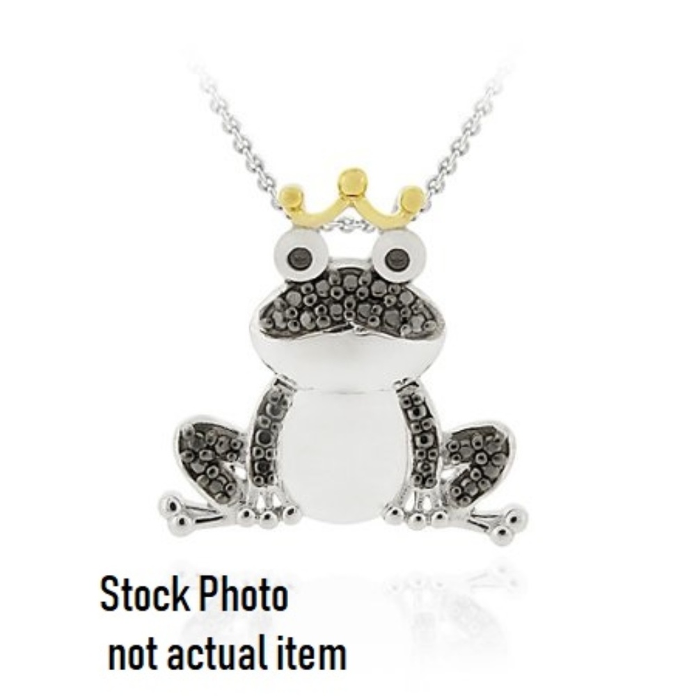 Silver Frog Prince Necklace, 18 inch silver chain